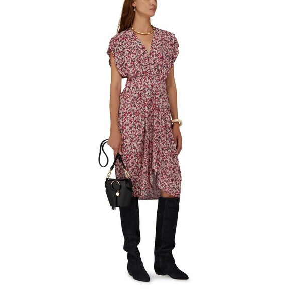 Isabel Marant Dresses & Skirts - Etoile Isabel Marant Almeya Abstract Print Floral Pink Boho Midi Dress Sz 36